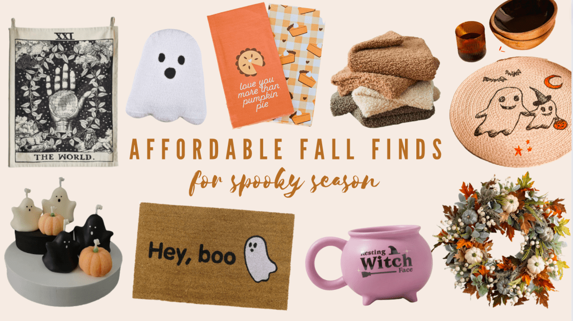 Fall decor on light peach background